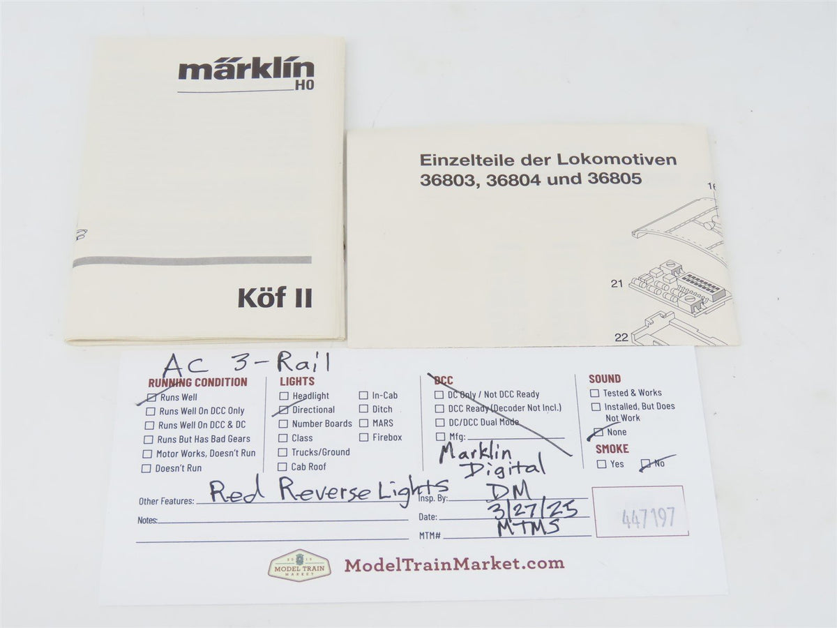 HO Scale AC 3-Rail Marklin Digital 36803 SOB Südostbahn Tm34 Diesel Switcher No#