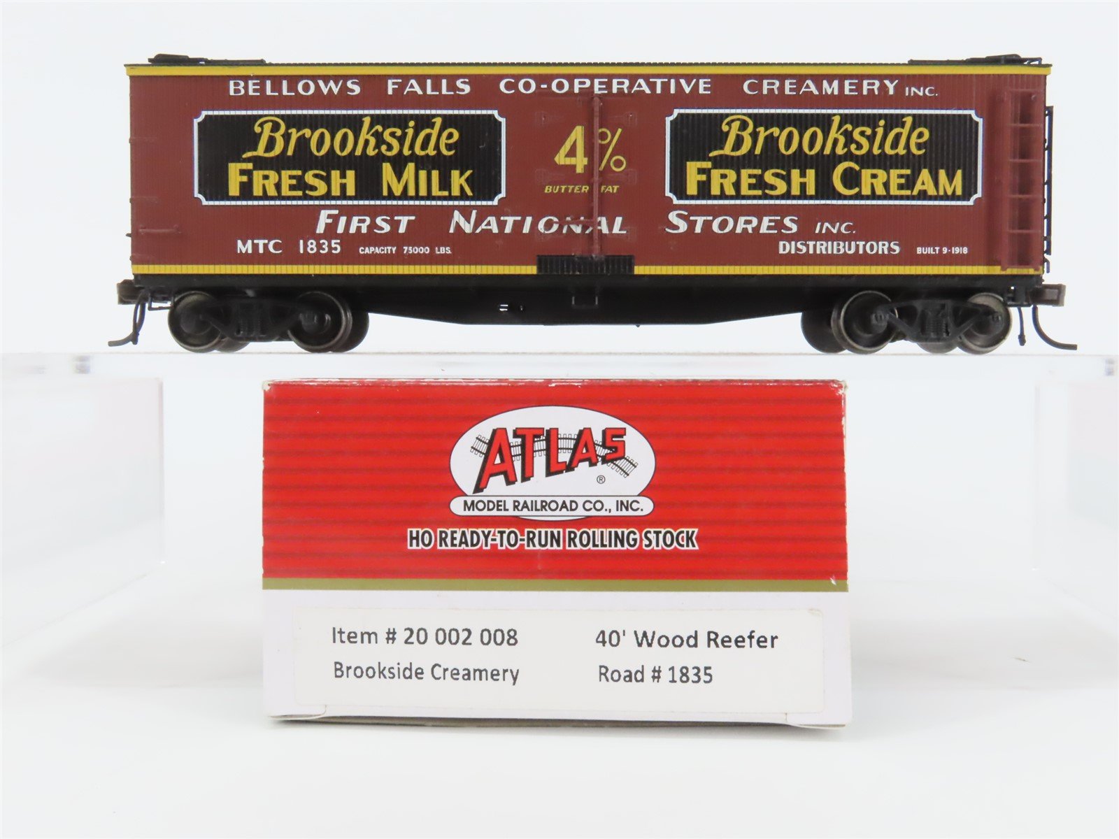 HO Scale Atlas Master Line 20002008 MTC Brookside Creamery 40' Wood Reefer #1835