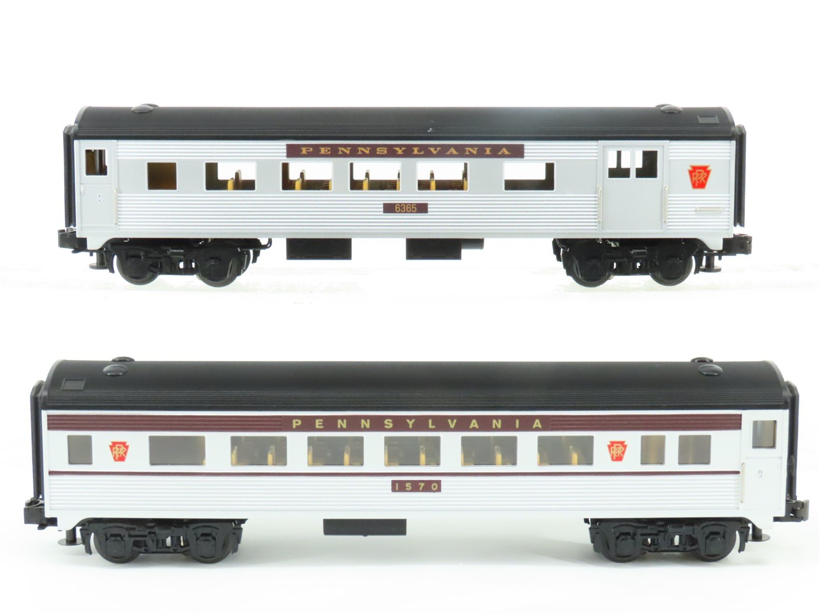 O Gauge 3-Rail MTH Rail King 30-6073 PRR Combine & Diner Passenger 2-Car Set