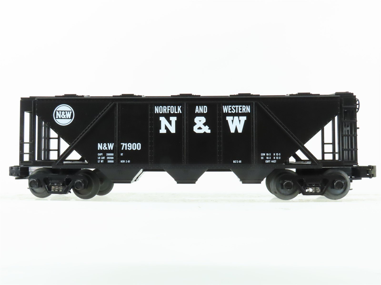 O Gauge 3-Rail MTH Rail King N&W Norfolk & Western 3-Bay Covered Hopper #71900