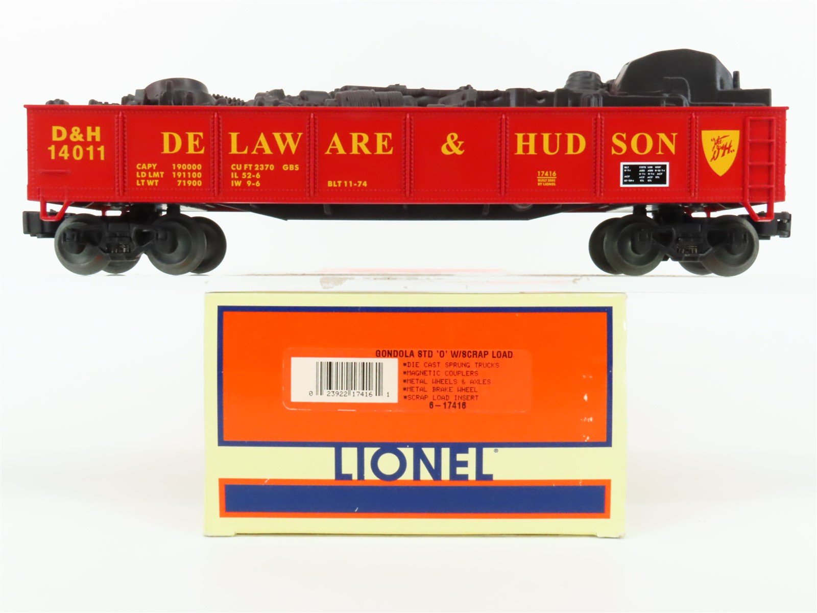 O Gauge 3-Rail Lionel 6-17416 D&H Delaware & Hudson Gondola #14011 w/ Scrap Load
