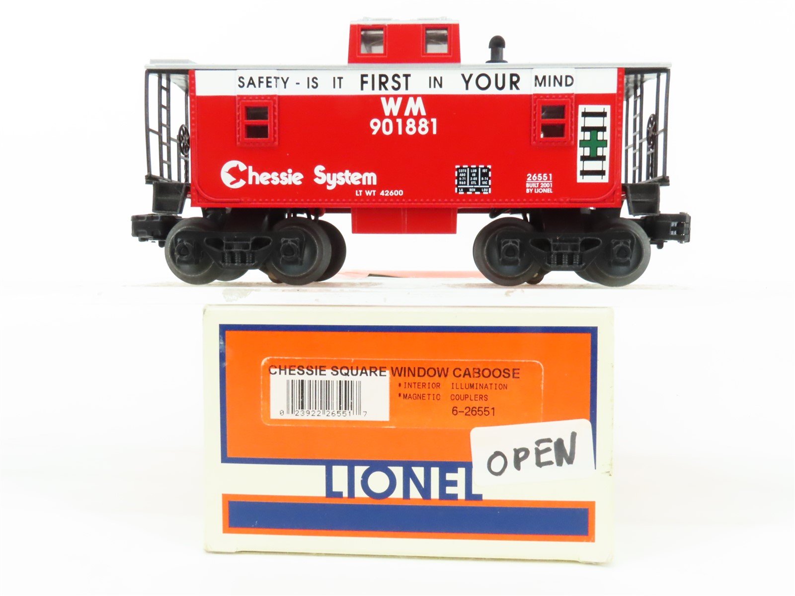O Gauge 3-Rail Lionel 6-26551 WM Chessie System Square Window Caboose #901881