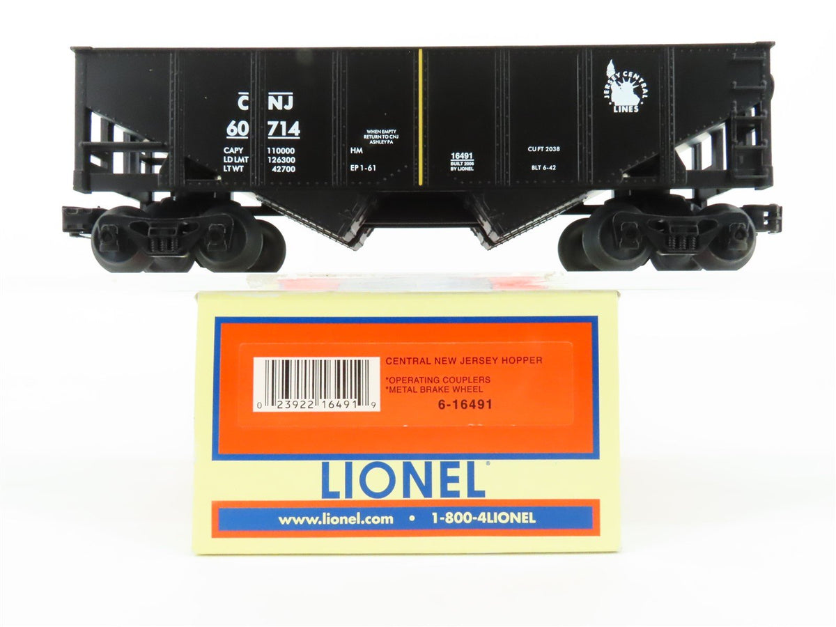 O Gauge 3-Rail Lionel 6-16491 CNJ Jersey Central 2-Bay Hopper #60714 w/ Load