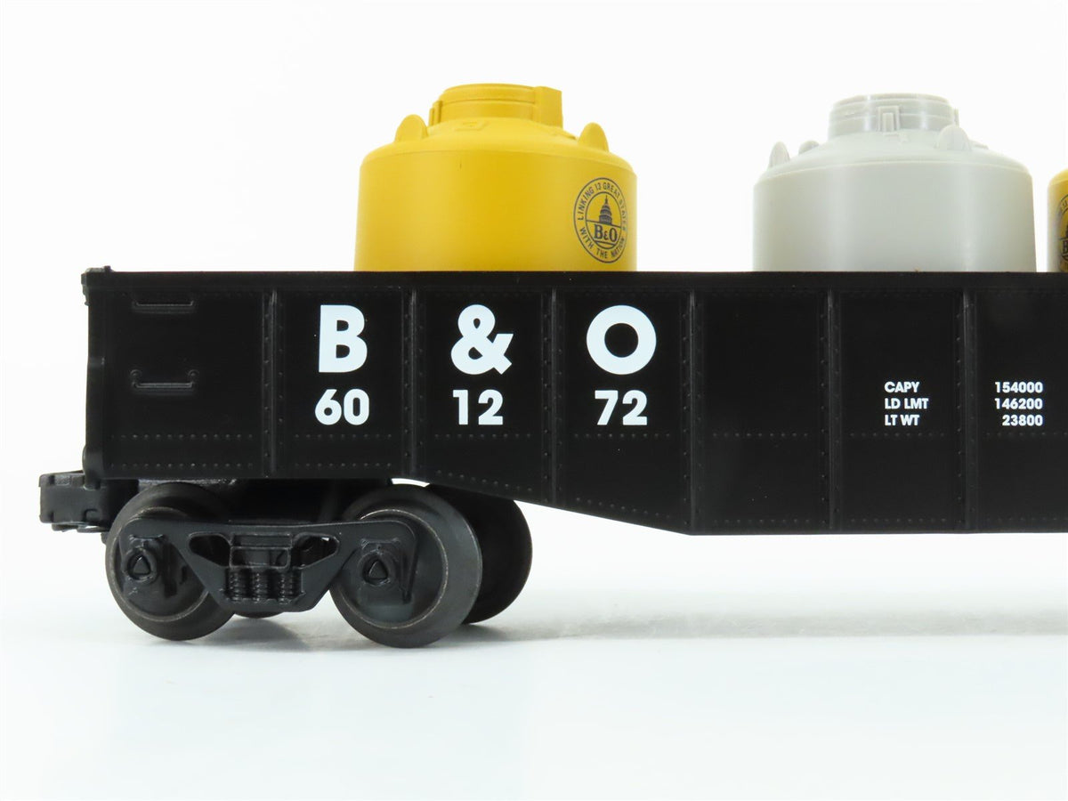 O Gauge 3-Rail Lionel 6-26042 B&amp;O Baltimore &amp; Ohio Gondola #601272 w/ Cannisters