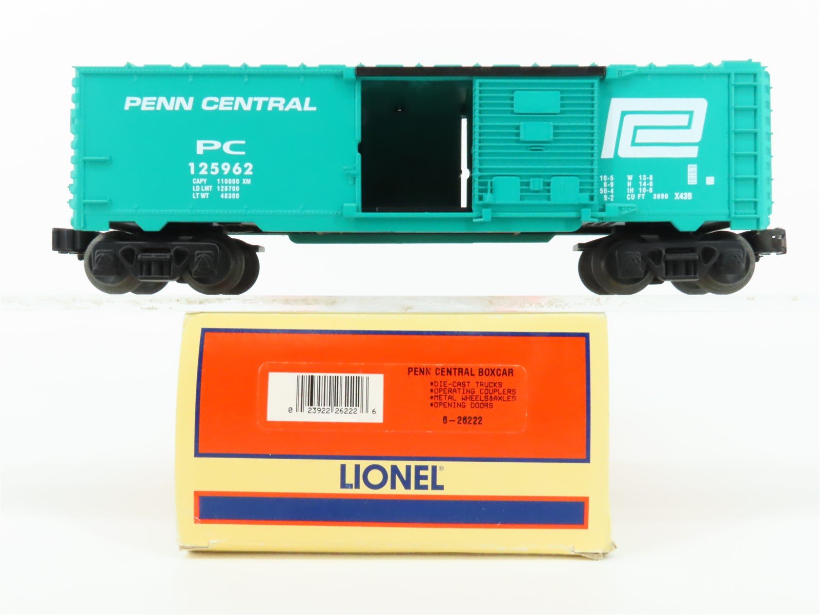 O Gauge 3-Rail Lionel 6-26222 PC Penn Central Single Door Box Car #125962