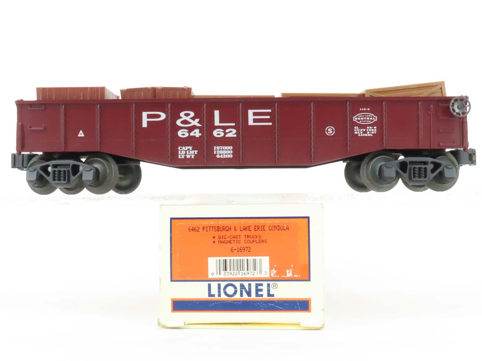 O Gauge 3-Rail Lionel 6-16972 P&LE Pittsburgh & Lake Erie Gondola 6462 w/ Crates