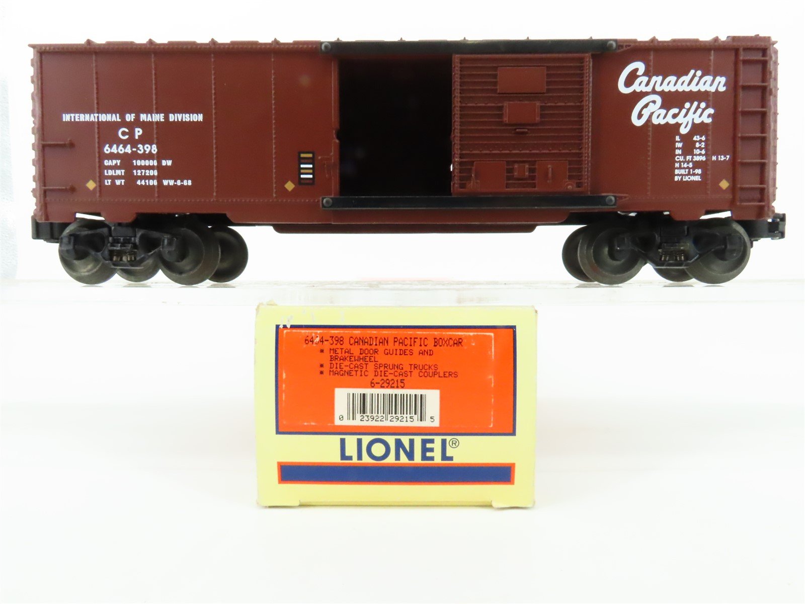 O Gauge 3-Rail Lionel 6-29215 CP Canadian Pacific Single Door Box Car #6464-398