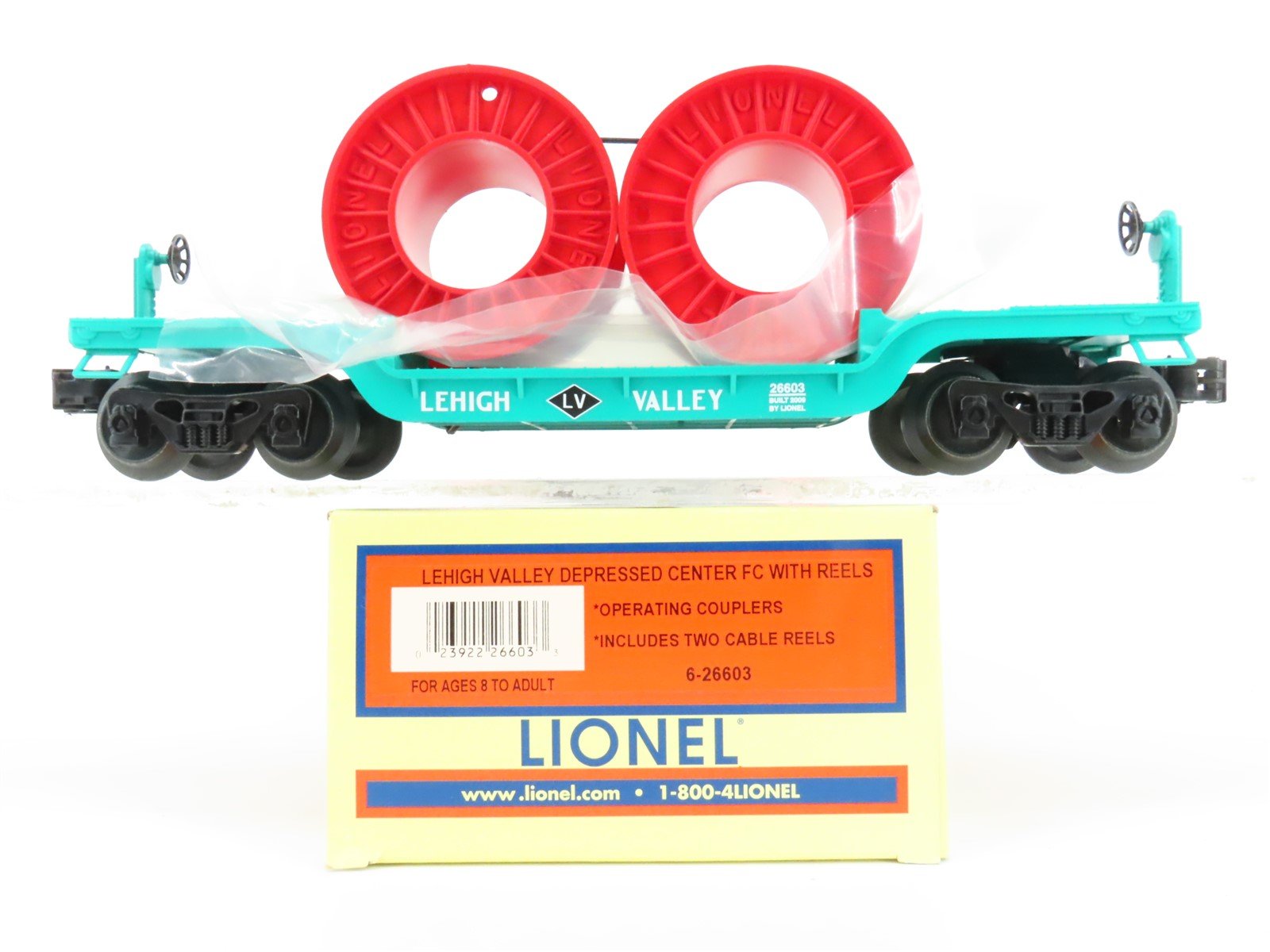 O Gauge 3-Rail Lionel 6-26603 LV Lehigh Valley Flat Car #26603 w/ Cable Reels