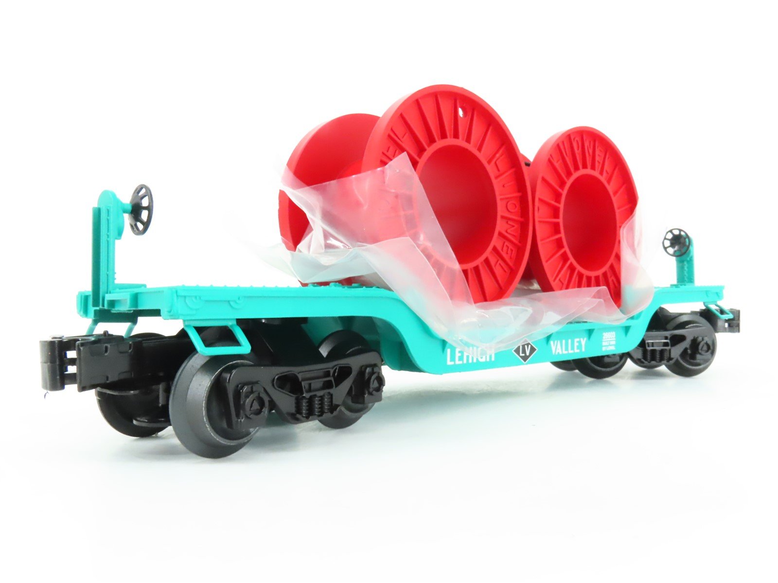 O Gauge 3-Rail Lionel 6-26603 LV Lehigh Valley Flat Car #26603 w/ Cable Reels