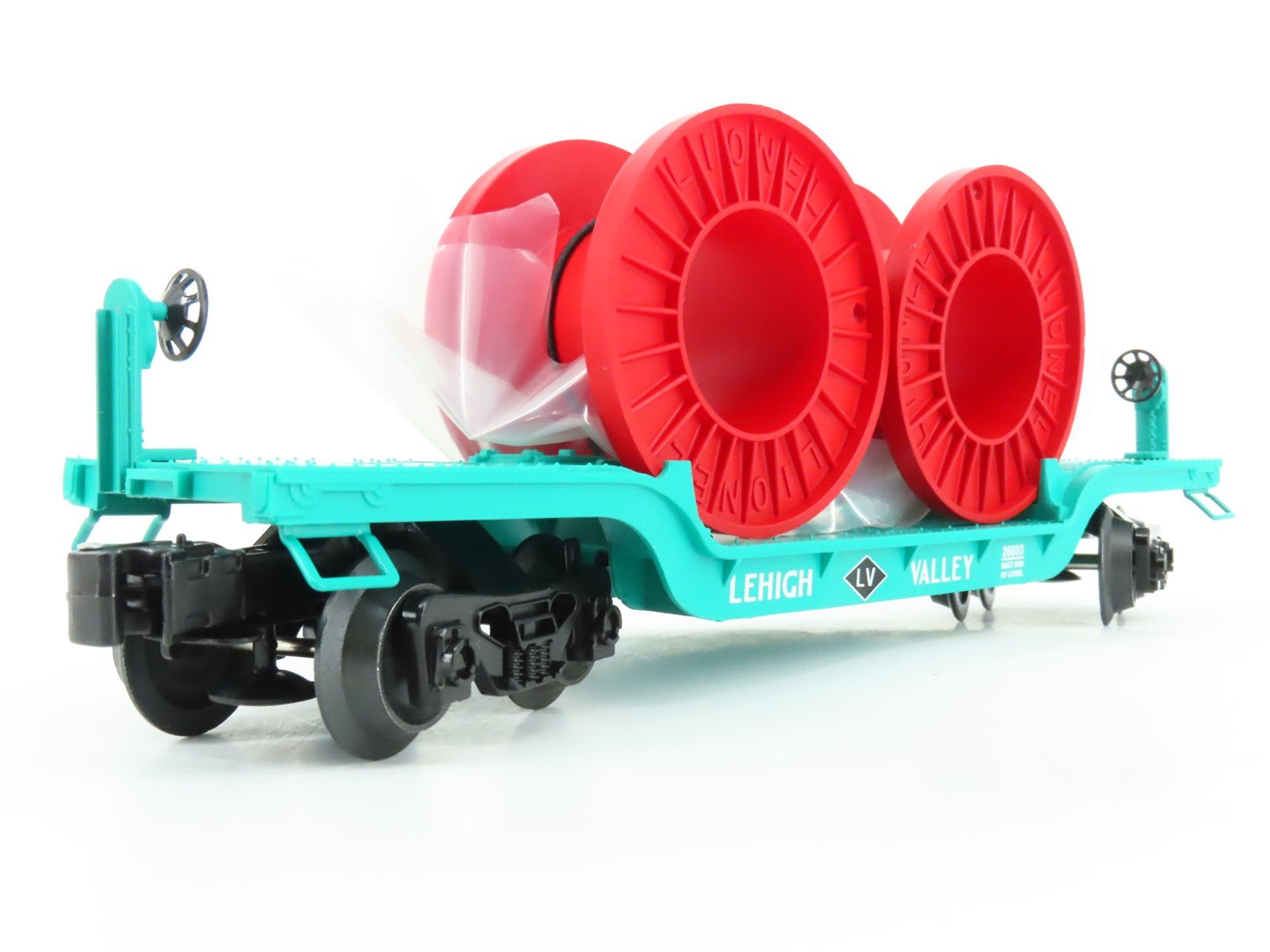 O Gauge 3-Rail Lionel 6-26603 LV Lehigh Valley Flat Car #26603 w/ Cable Reels