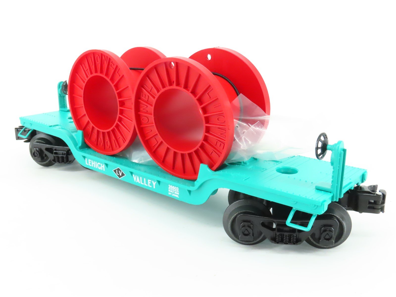 O Gauge 3-Rail Lionel 6-26603 LV Lehigh Valley Flat Car #26603 w/ Cable Reels