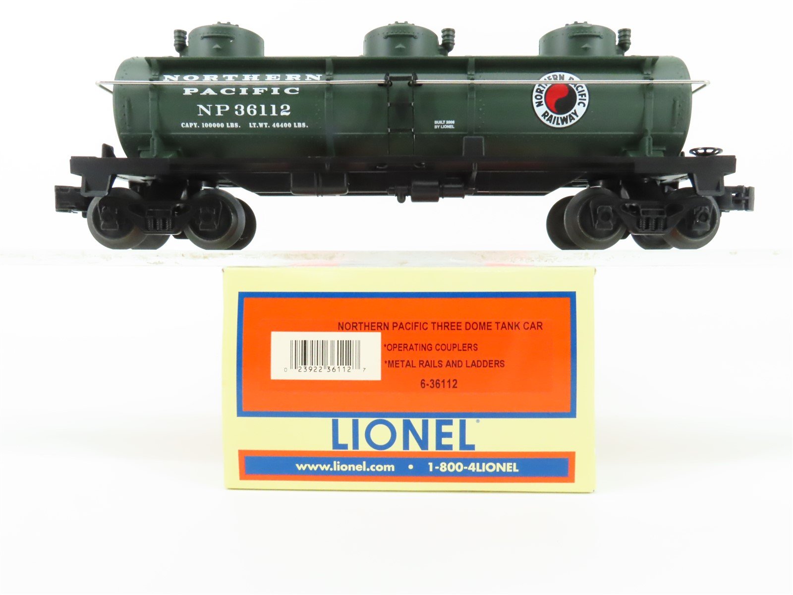 O Gauge 3-Rail Lionel 6-36112 NP Northern Pacific Railway 3-Dome Tank Car #36112
