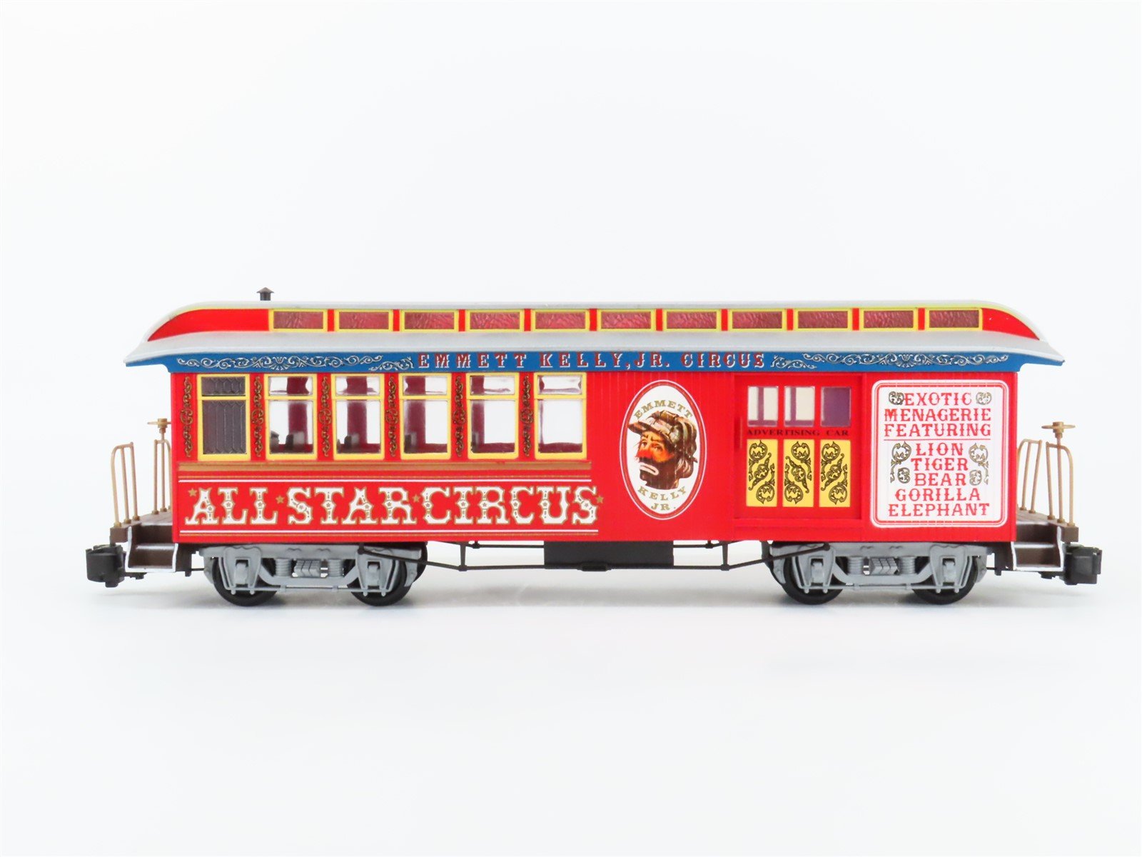 G Scale Bachmann Emmett Kelly, Jr Circus Advertising Combine Passenger