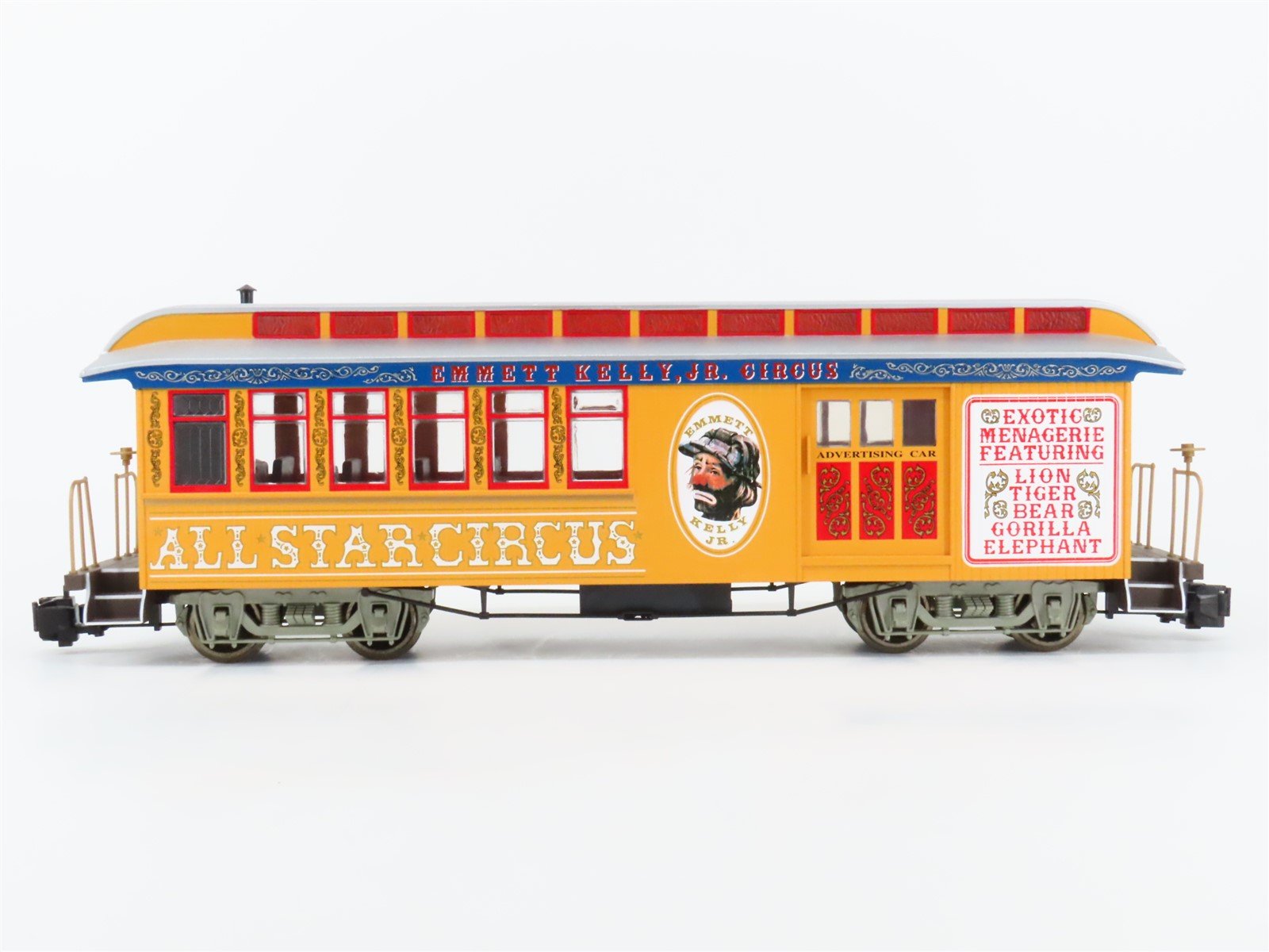 G Scale Bachmann Emmett Kelly, Jr Circus Advertising Combine Passenger