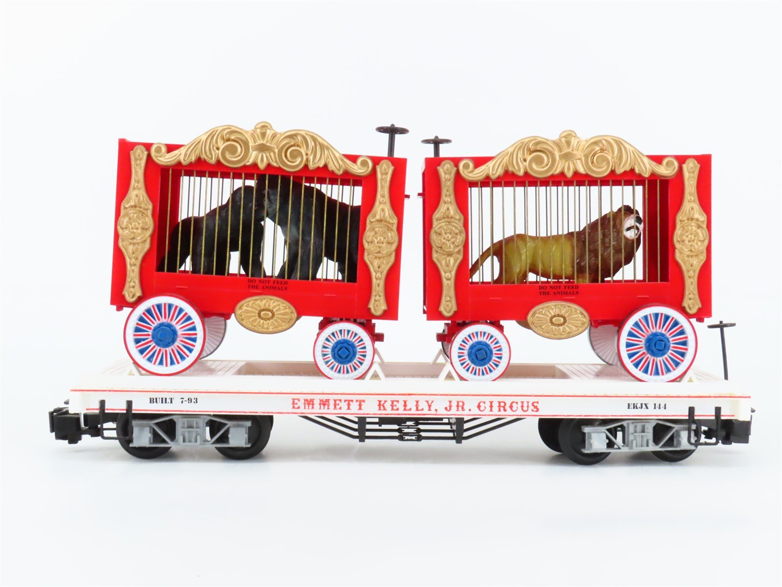G Scale Bachmann EKJX Emmett Kelly, Jr Circus Flat Car #144 w/ Animal Cage Load