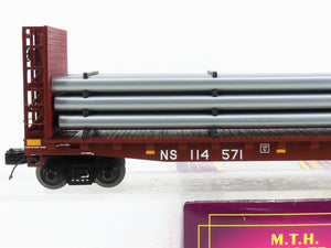 O Gauge 3-Rail MTH 20-98666 NS Norfolk Southern Flat Car #114571 w/ Pipe Load