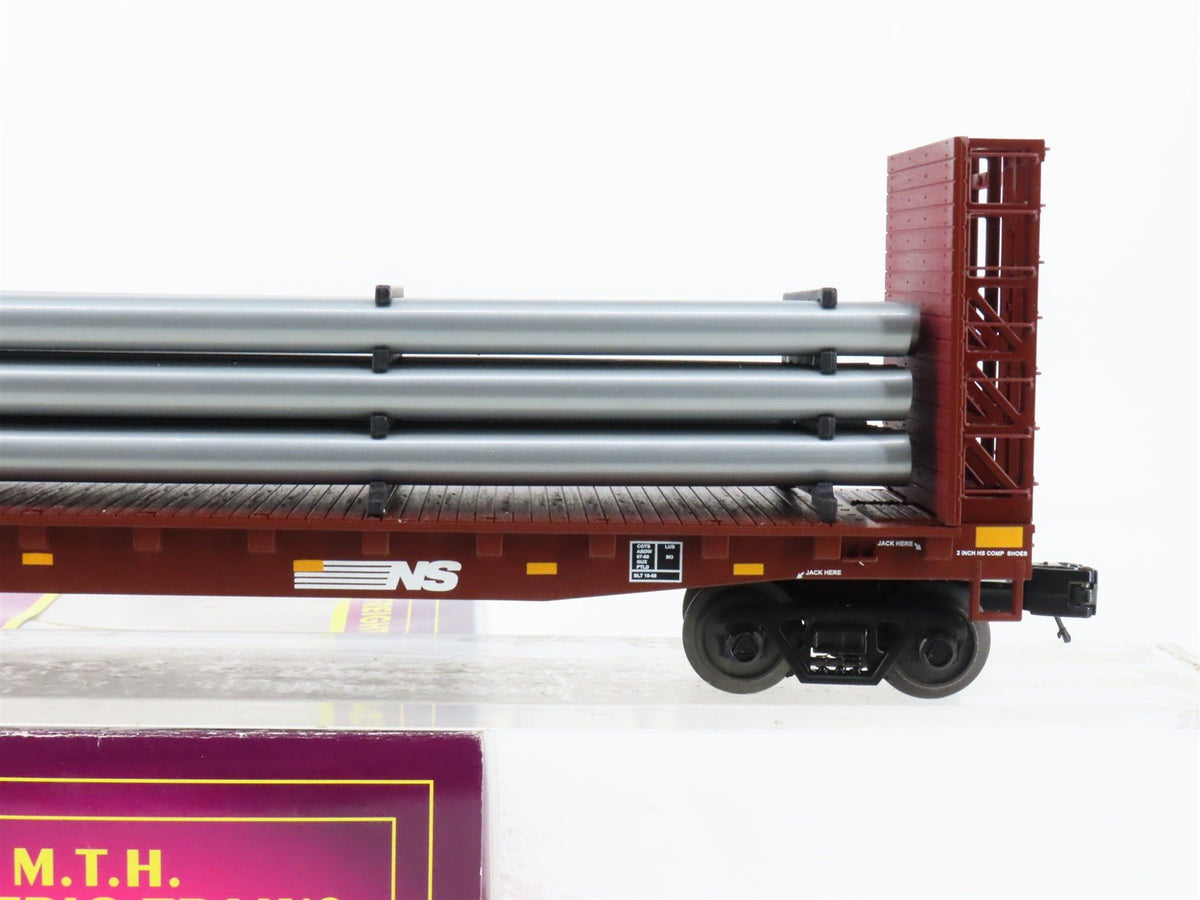 O Gauge 3-Rail MTH 20-98666 NS Norfolk Southern Flat Car #114571 w/ Pipe Load