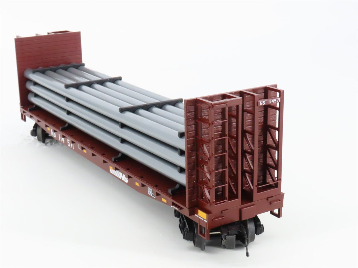 O Gauge 3-Rail MTH 20-98666 NS Norfolk Southern Flat Car #114571 w/ Pipe Load