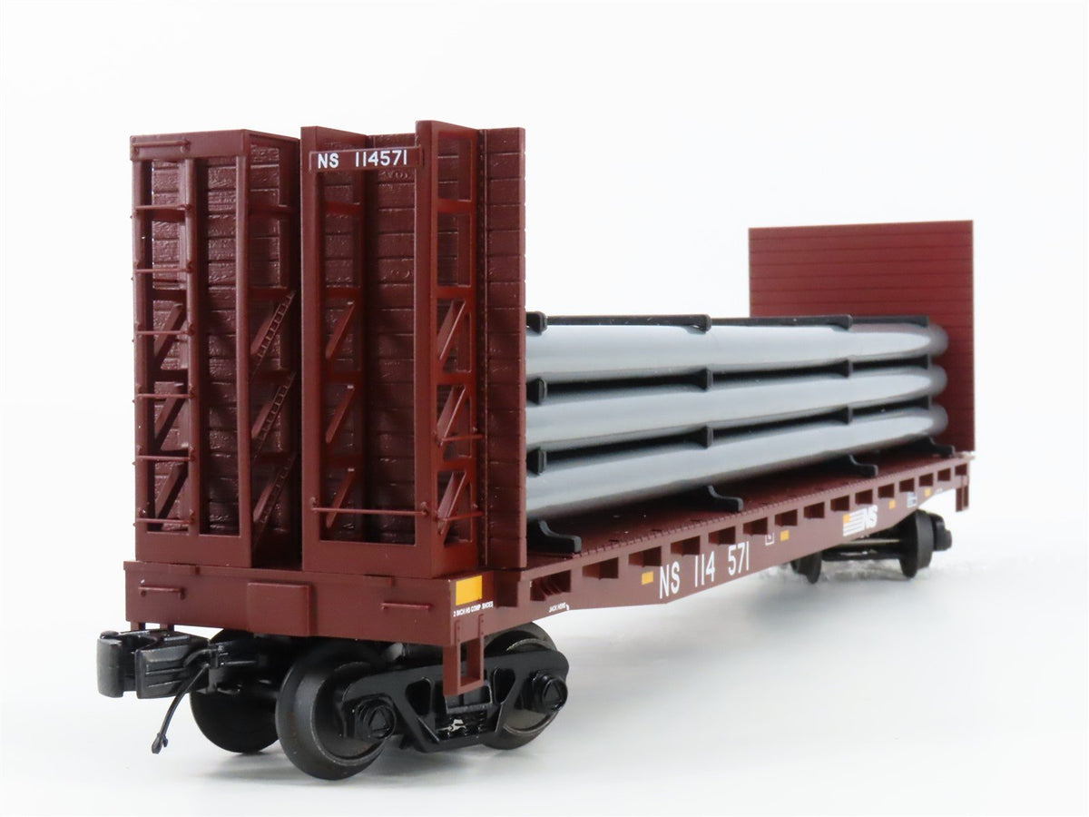 O Gauge 3-Rail MTH 20-98666 NS Norfolk Southern Flat Car #114571 w/ Pipe Load