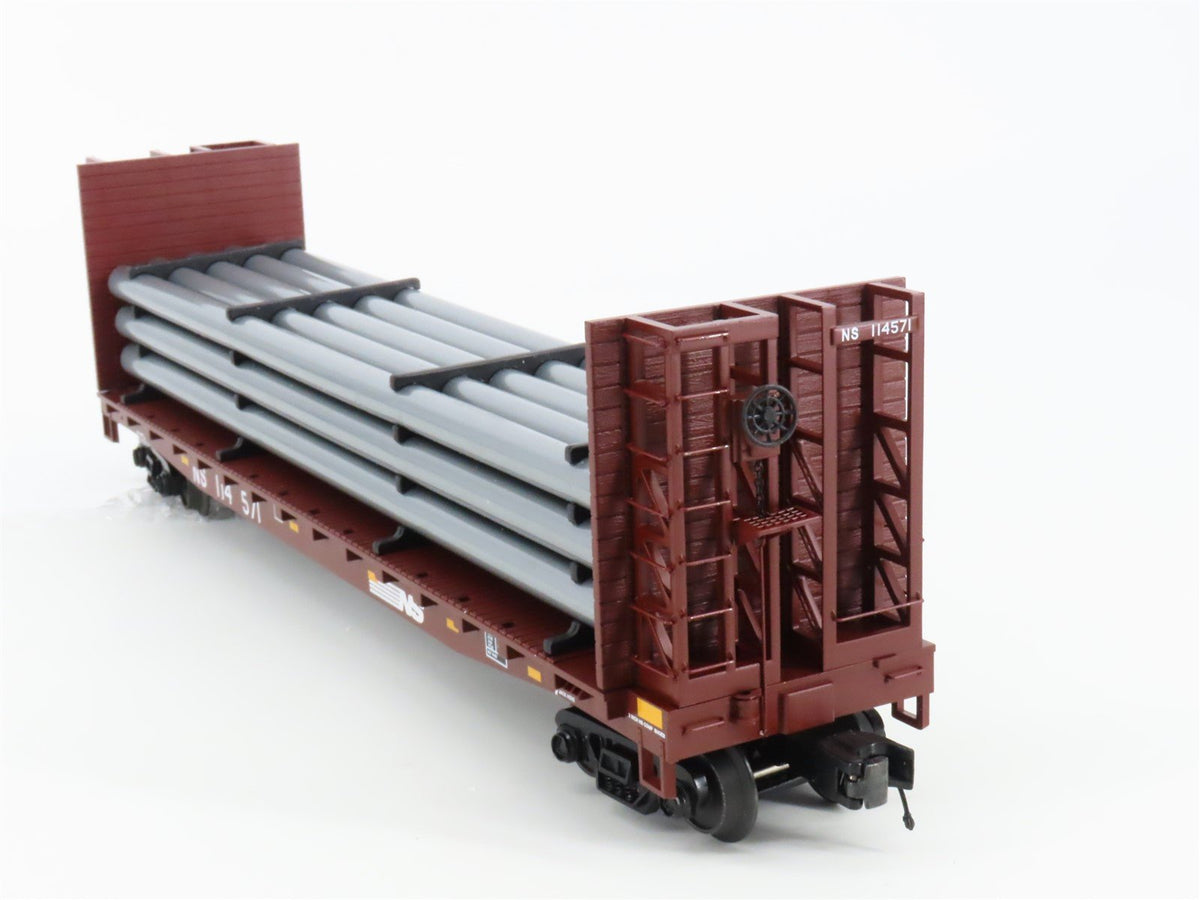 O Gauge 3-Rail MTH 20-98666 NS Norfolk Southern Flat Car #114571 w/ Pipe Load