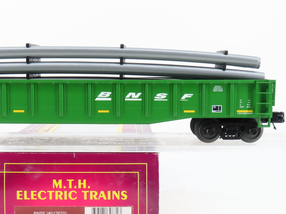 O Gauge 3-Rail MTH 20-95265 BNSF Railway Gondola #512670 w/ Pipe Load