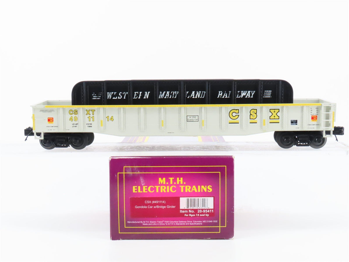 O Gauge 3-Rail MTH 20-95411 CSXT Open Gondola #491114 w/ Bridge Girder