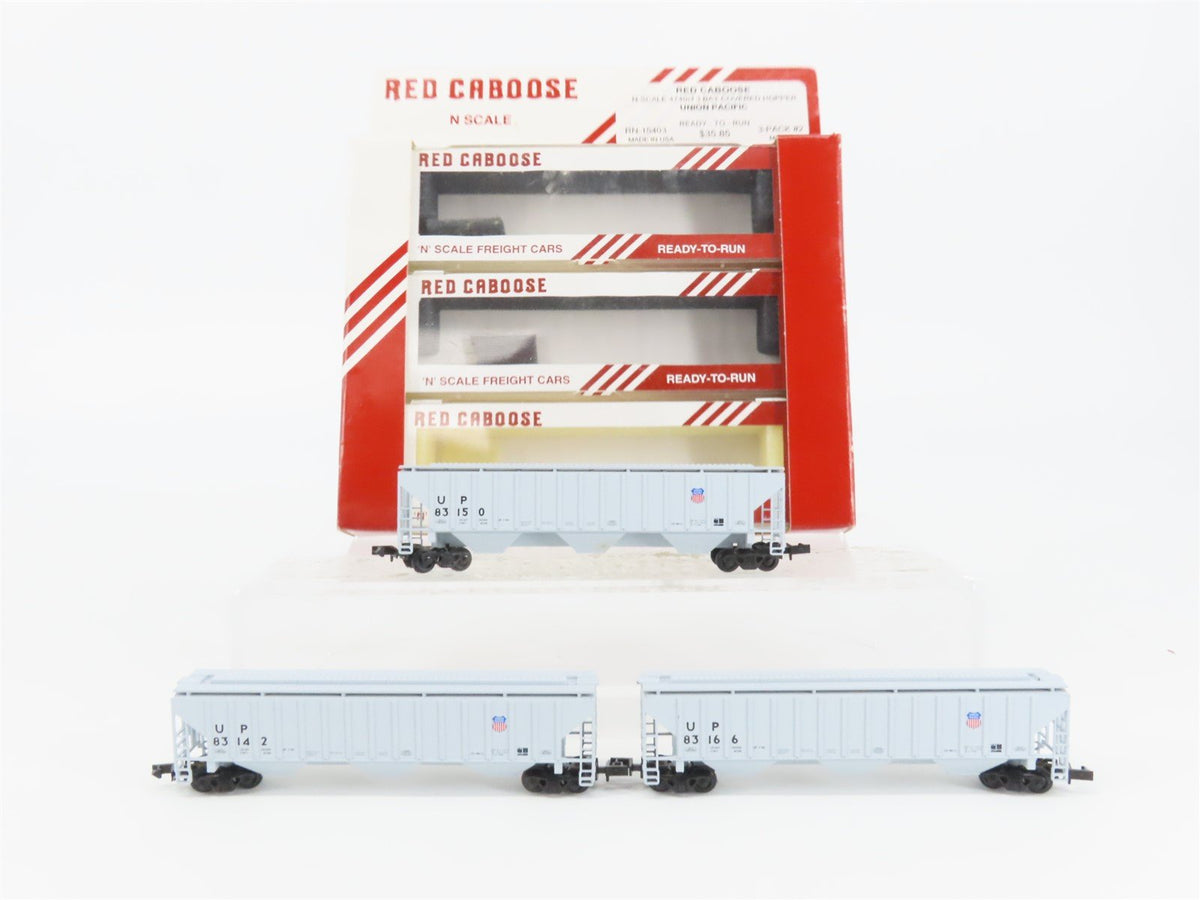 N Scale Red Caboose RN-15403 UP Union Pacific 3-Bay Covered Hopper 3-Pack