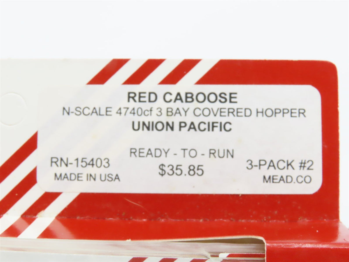 N Scale Red Caboose RN-15403 UP Union Pacific 3-Bay Covered Hopper 3-Pack