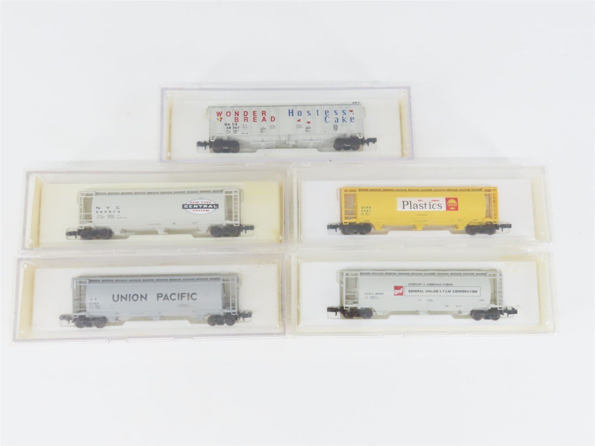 LOT of 5 N Scale Bowser/Delaware Valley Assorted 3-Bay &amp; Airslide Hoppers