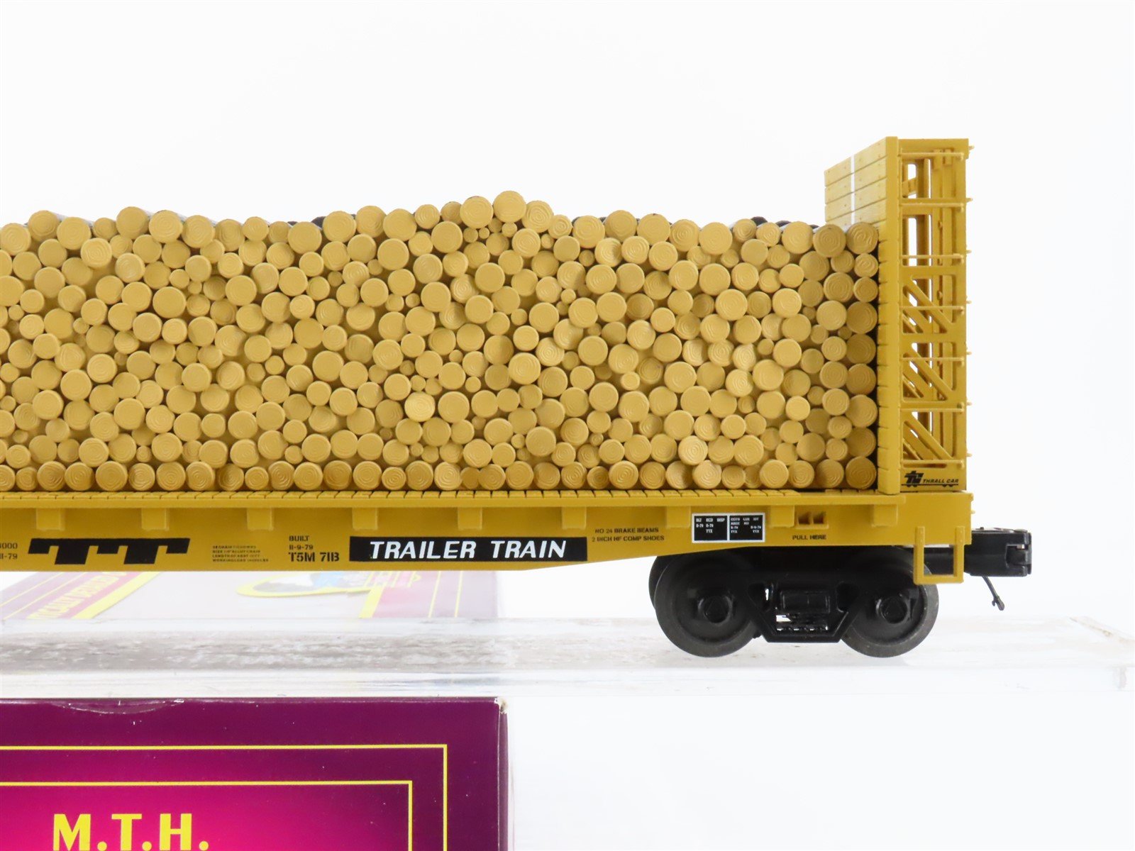 O Gauge 3-Rail MTH 20-98895 TTPX Trailer Train Bulkhead Flat Car #81732 w/ Logs