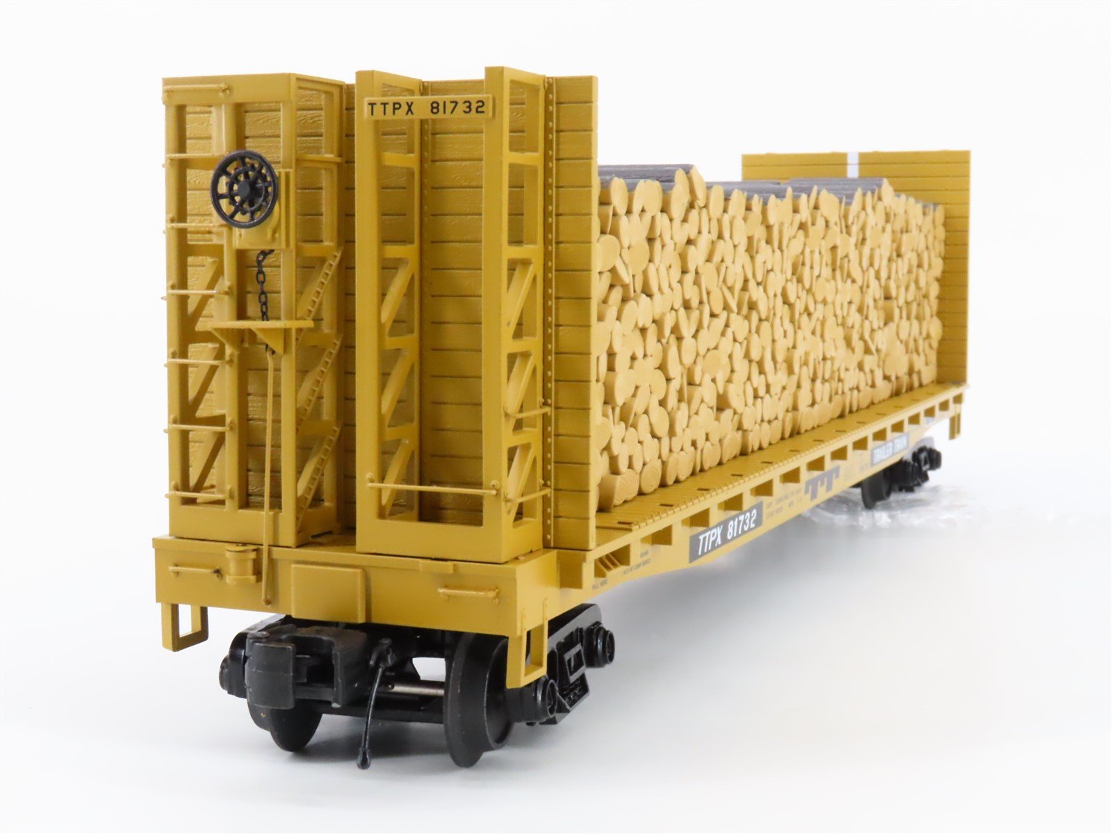 O Gauge 3-Rail MTH 20-98895 TTPX Trailer Train Bulkhead Flat Car #81732 w/ Logs