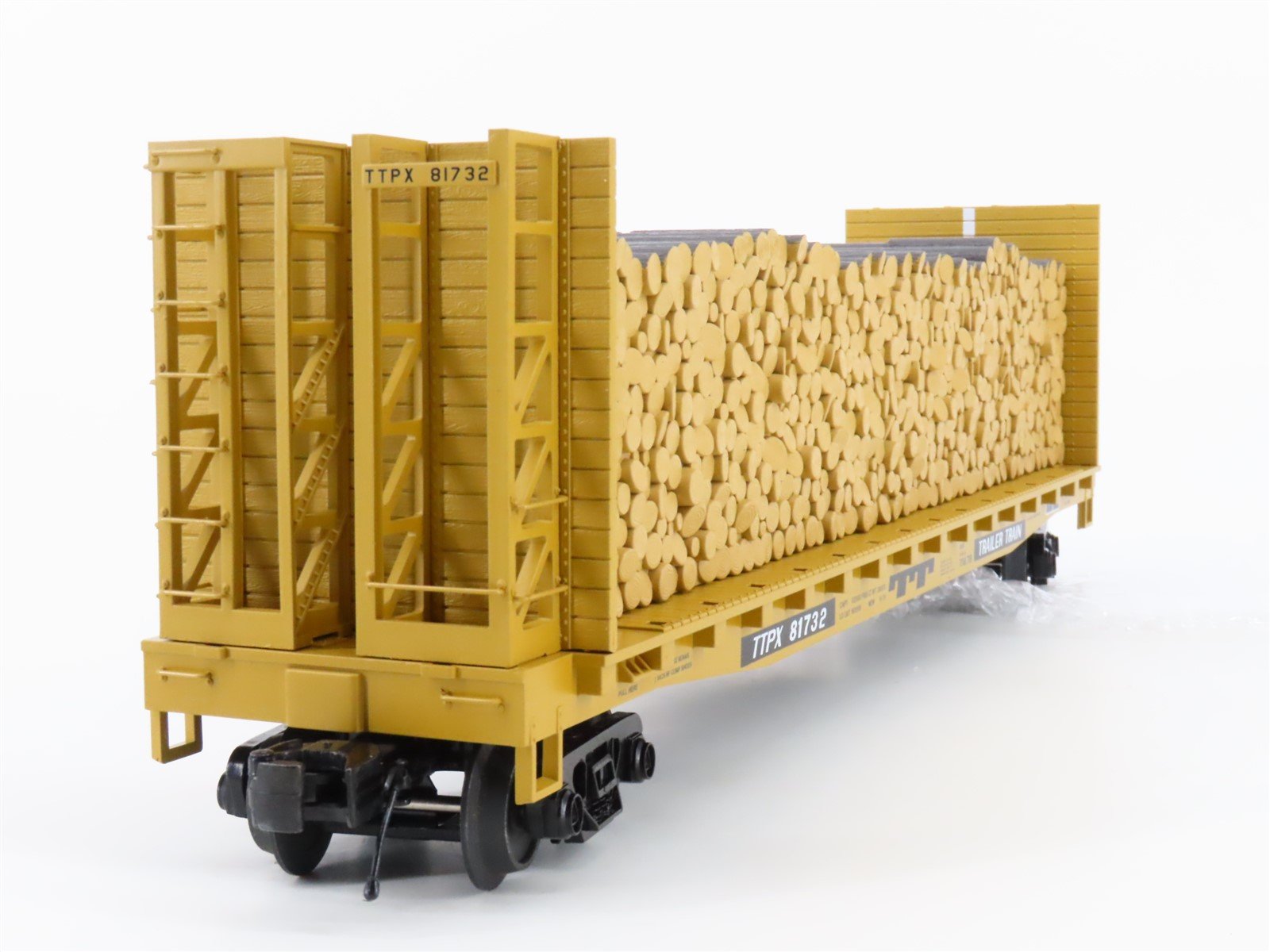 O Gauge 3-Rail MTH 20-98895 TTPX Trailer Train Bulkhead Flat Car #81732 w/ Logs