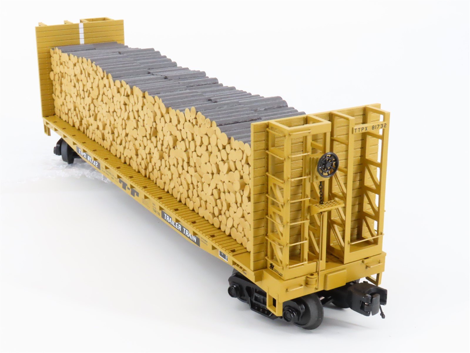 O Gauge 3-Rail MTH 20-98895 TTPX Trailer Train Bulkhead Flat Car #81732 w/ Logs