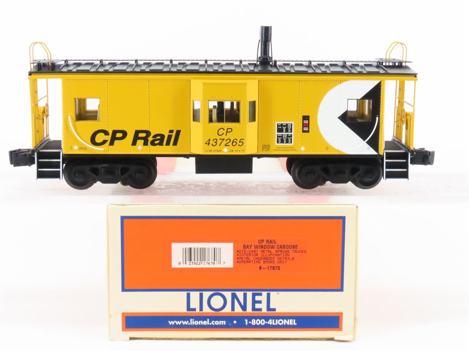 O Gauge 3-Rail Lionel 6-17670 CP Rail Bay Window Caboose #437265 - Lighted