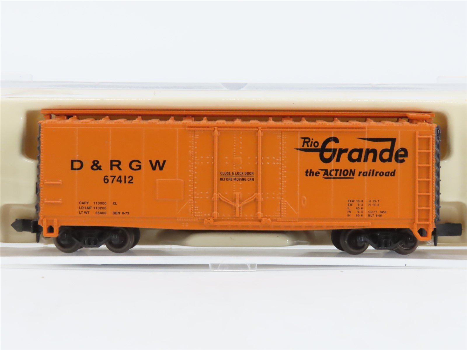 N Scale Atlas 33091 D&RGW Rio Grande 40' Plug Door Box Car #67412