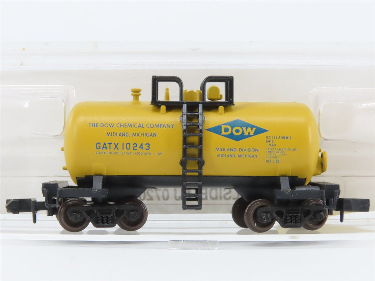 N Scale Atlas 3233 GATX Dow Chemical &quot;Beer Can&quot; Shorty Tank Car #10243