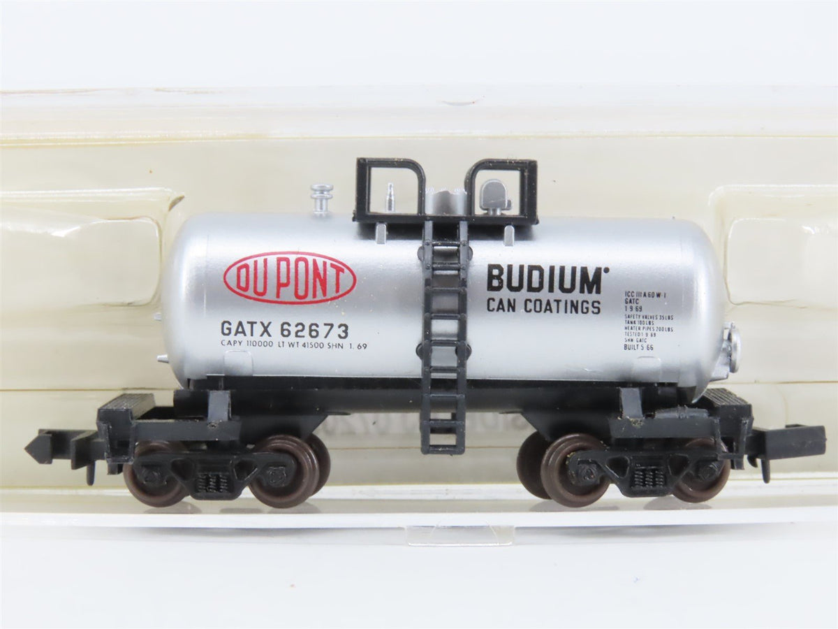 N Scale Atlas 3243 GATX DuPont &quot;Beer Can&quot; Shorty Tank Car #62673