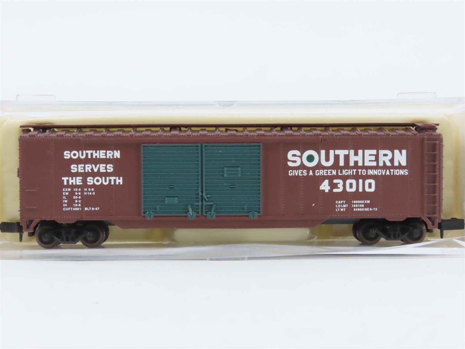 N Scale Atlas 36121 Southern "Green Light" 50' Double Door Box Car #43010