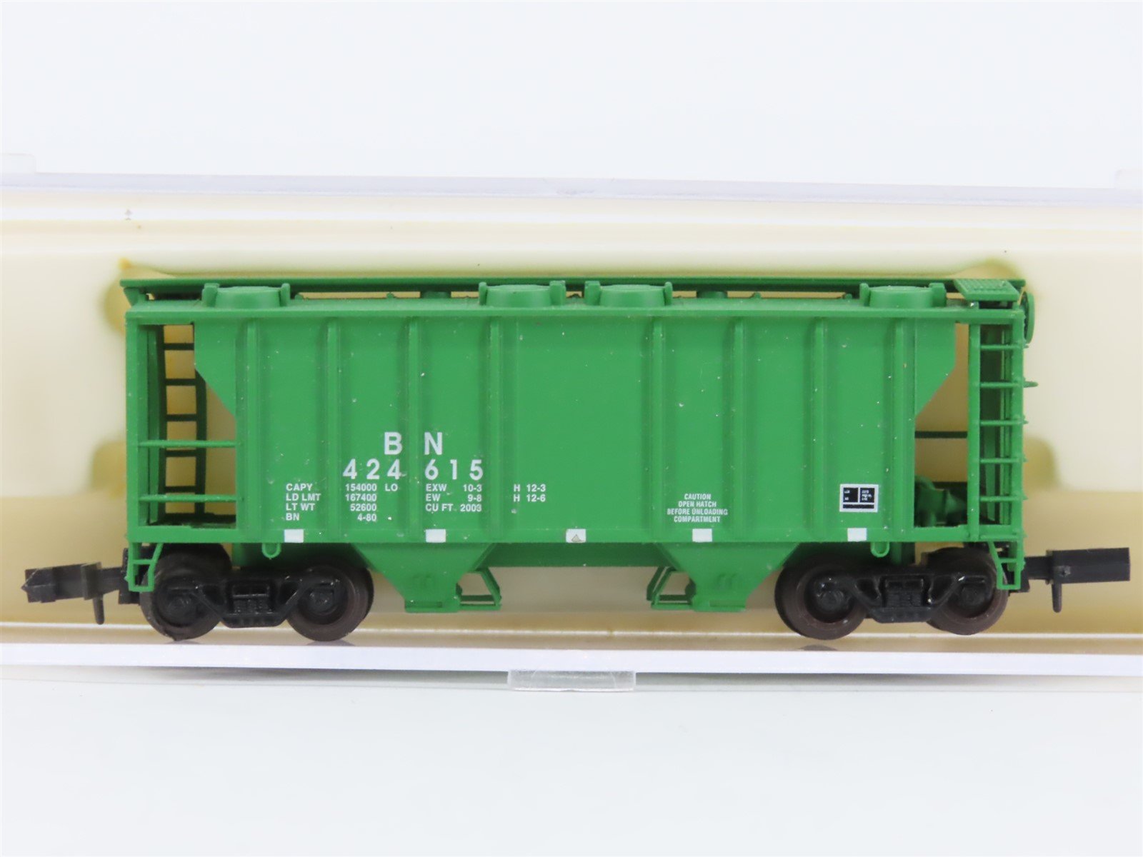 N Scale Atlas 3152 BN Burlington Northern 2-Bay Covered Hopper #424615