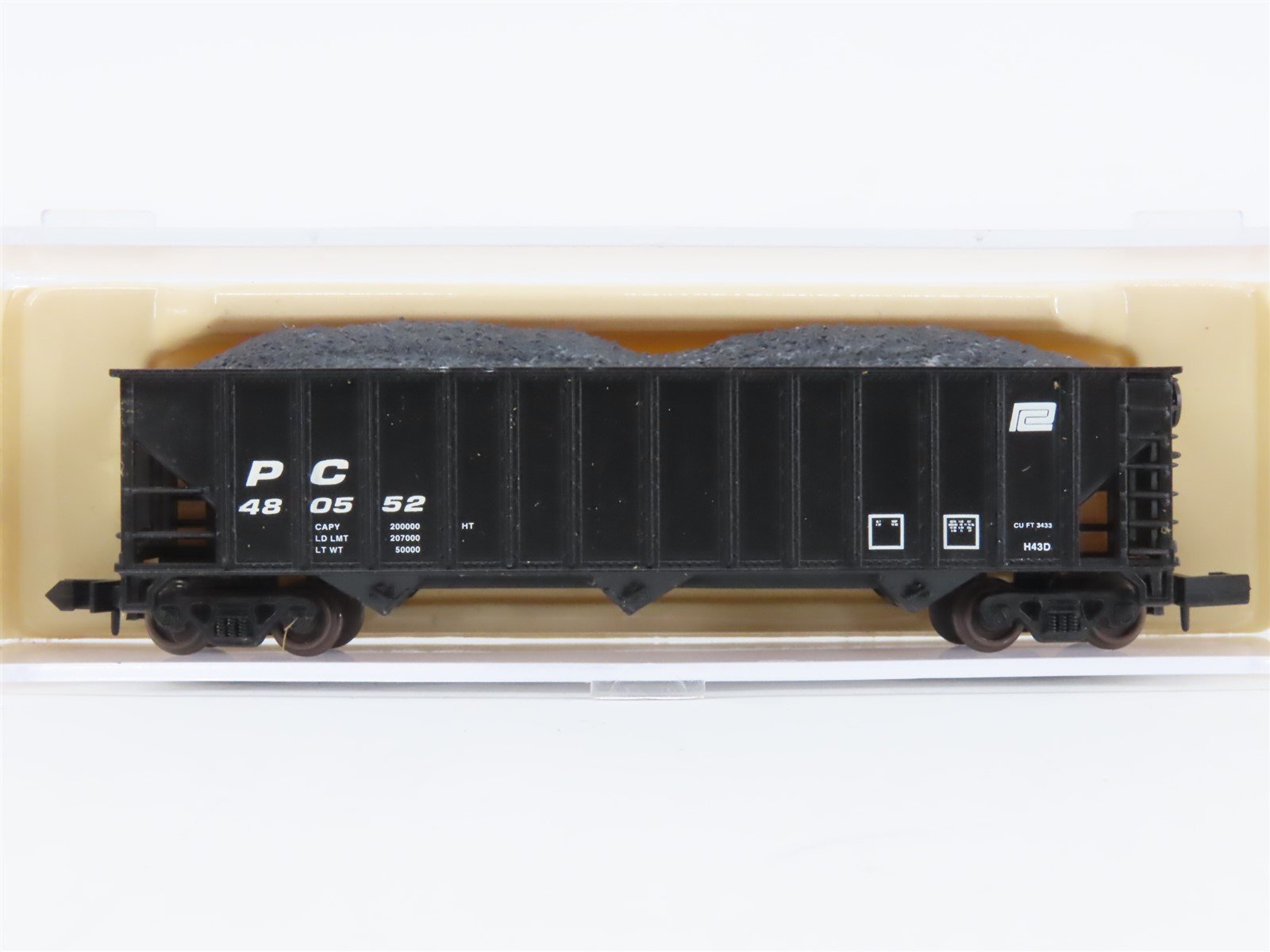 N Scale Atlas 32921 PC Penn Central 3- Bay Hopper #480552 w/ Coal Load