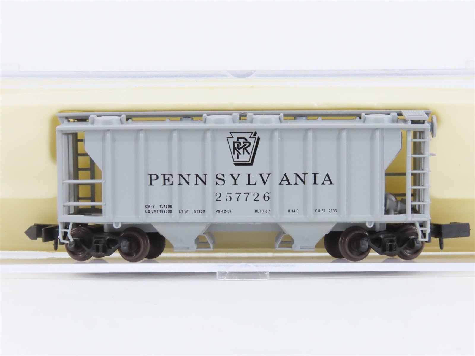 N Scale Atlas 31561 PRR Pennsylvania 2-Bay Covered Hopper #257726