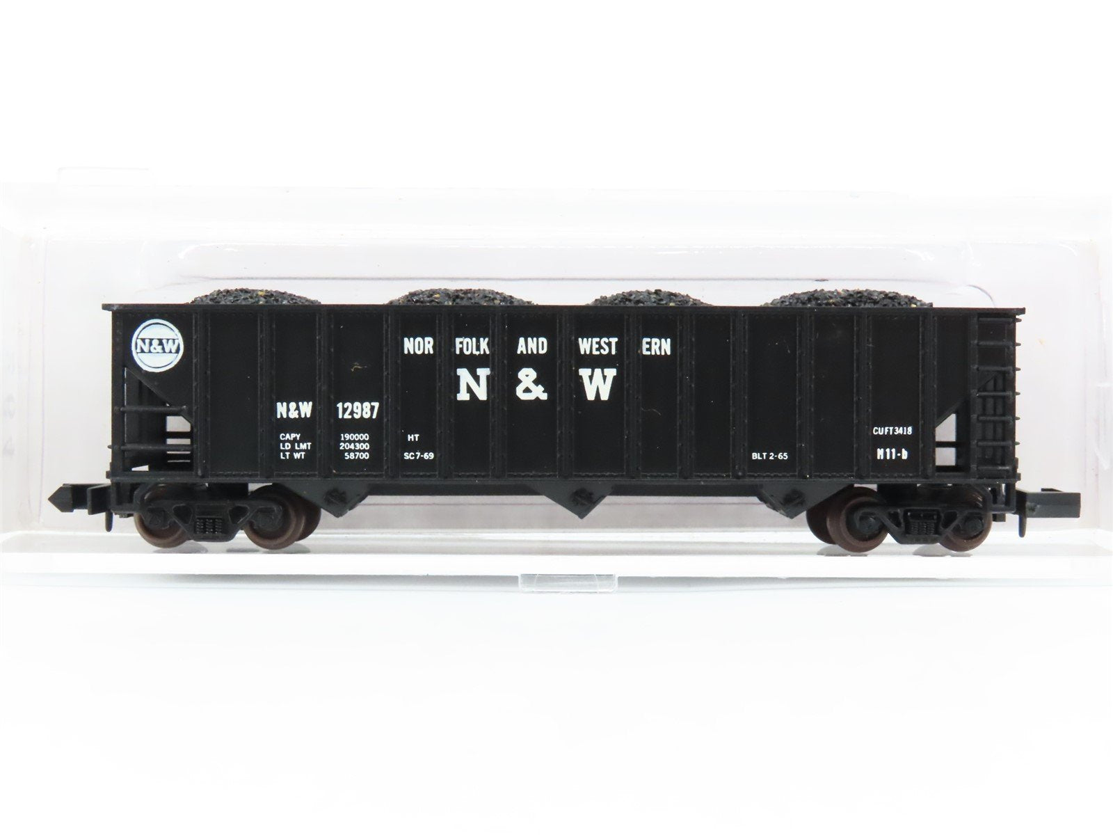 N Scale Atlas 3264 N&W Norfolk & Western 3-Bay Hopper #12987 w/ Coal Load