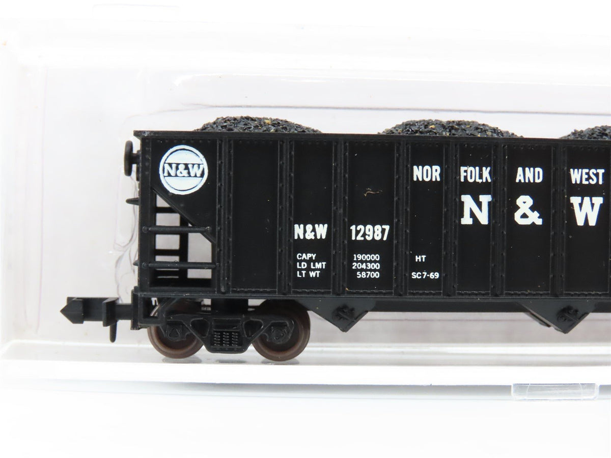 N Scale Atlas 3264 N&amp;W Norfolk &amp; Western 3-Bay Hopper #12987 w/ Coal Load
