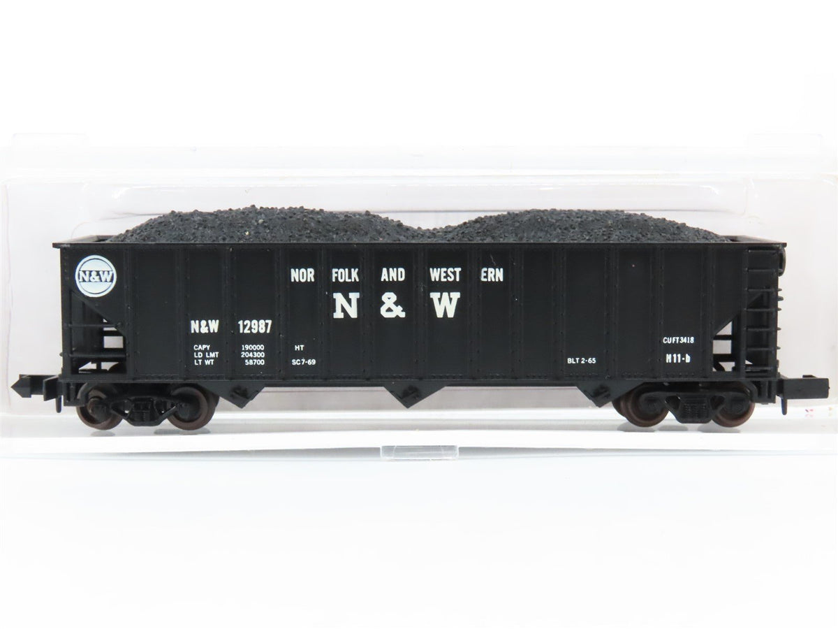 N Scale Atlas 3264 N&amp;W Norfolk &amp; Western 3-Bay Hopper #12987 w/ Coal Load
