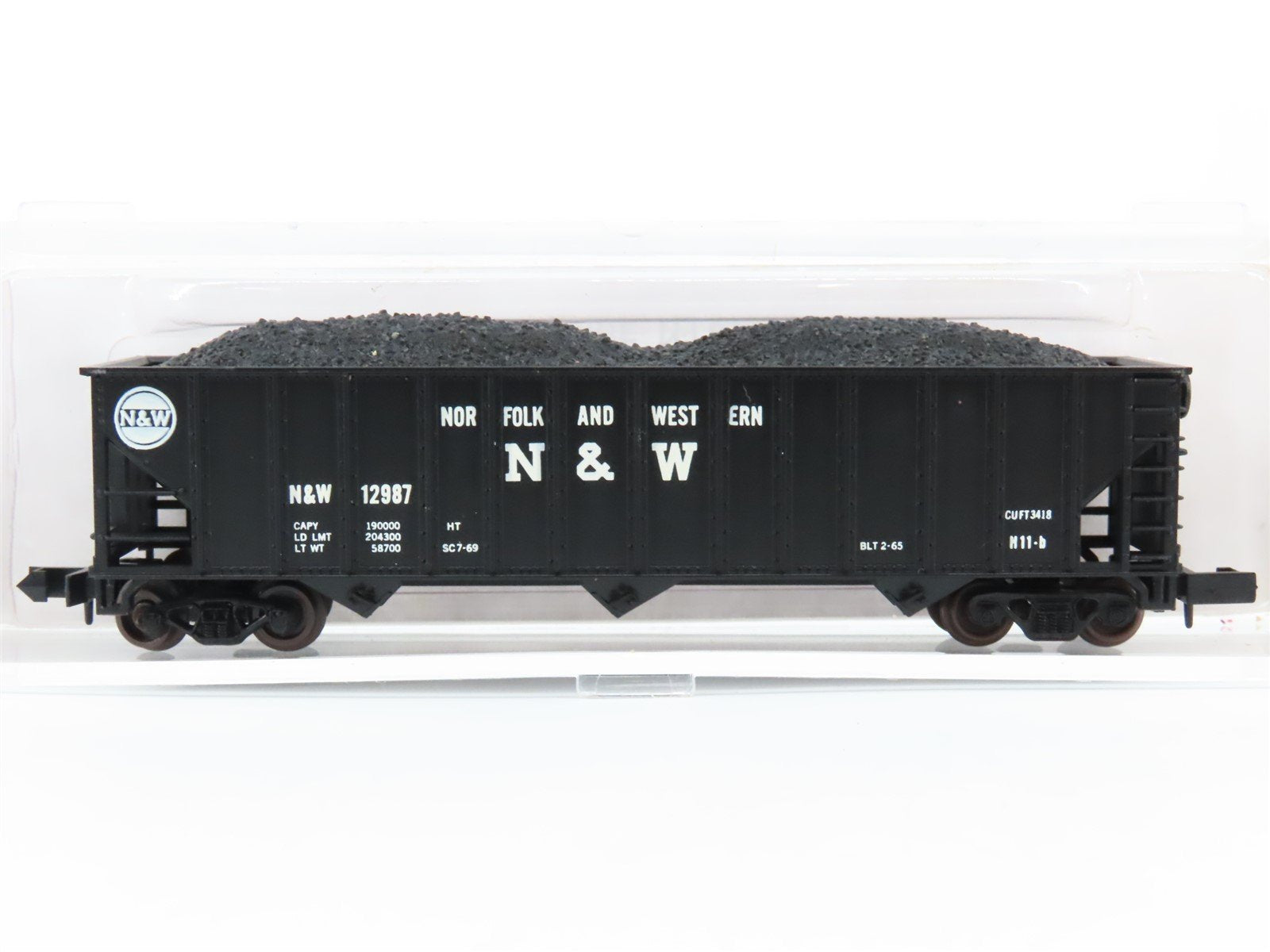 N Scale Atlas 3264 N&W Norfolk & Western 3-Bay Hopper #12987 w/ Coal Load