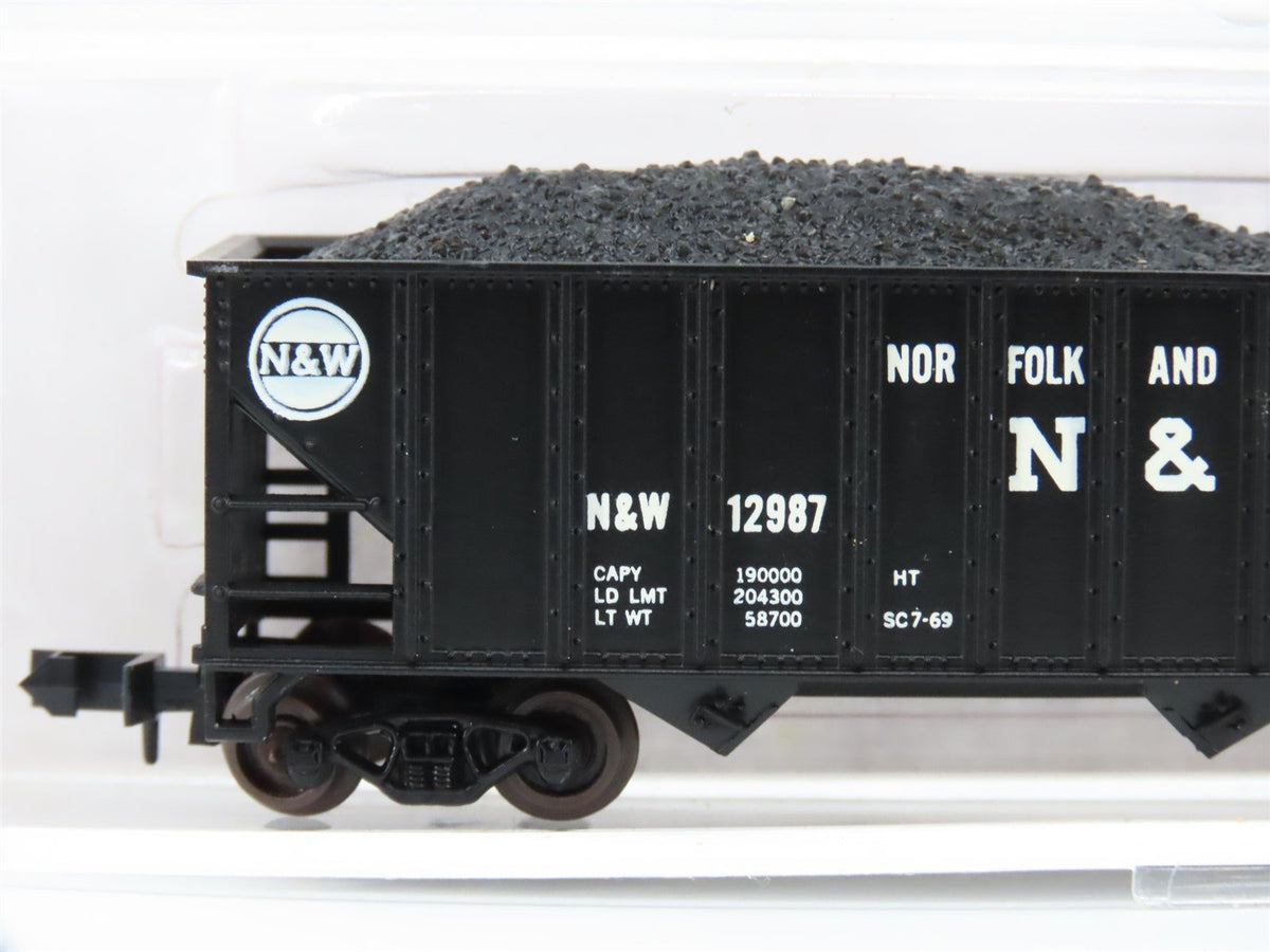 N Scale Atlas 3264 N&amp;W Norfolk &amp; Western 3-Bay Hopper #12987 w/ Coal Load