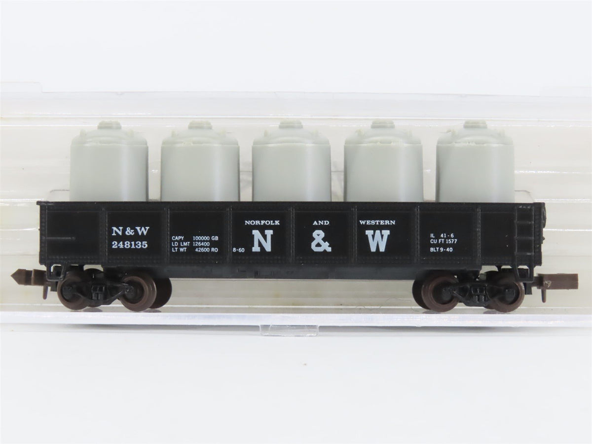 N Scale Atlas 3506 N&amp;W Norfolk &amp; Western 42&#39; Gondola #248135 w/ Cannister Load
