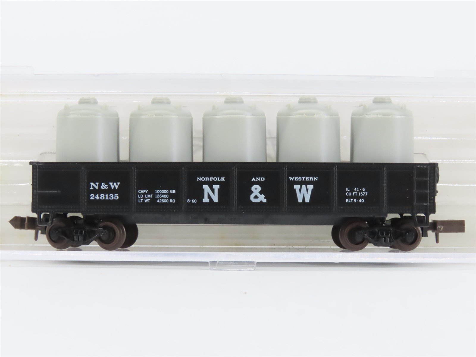 N Scale Atlas 3506 N&W Norfolk & Western 42' Gondola #248135 w/ Cannister Load