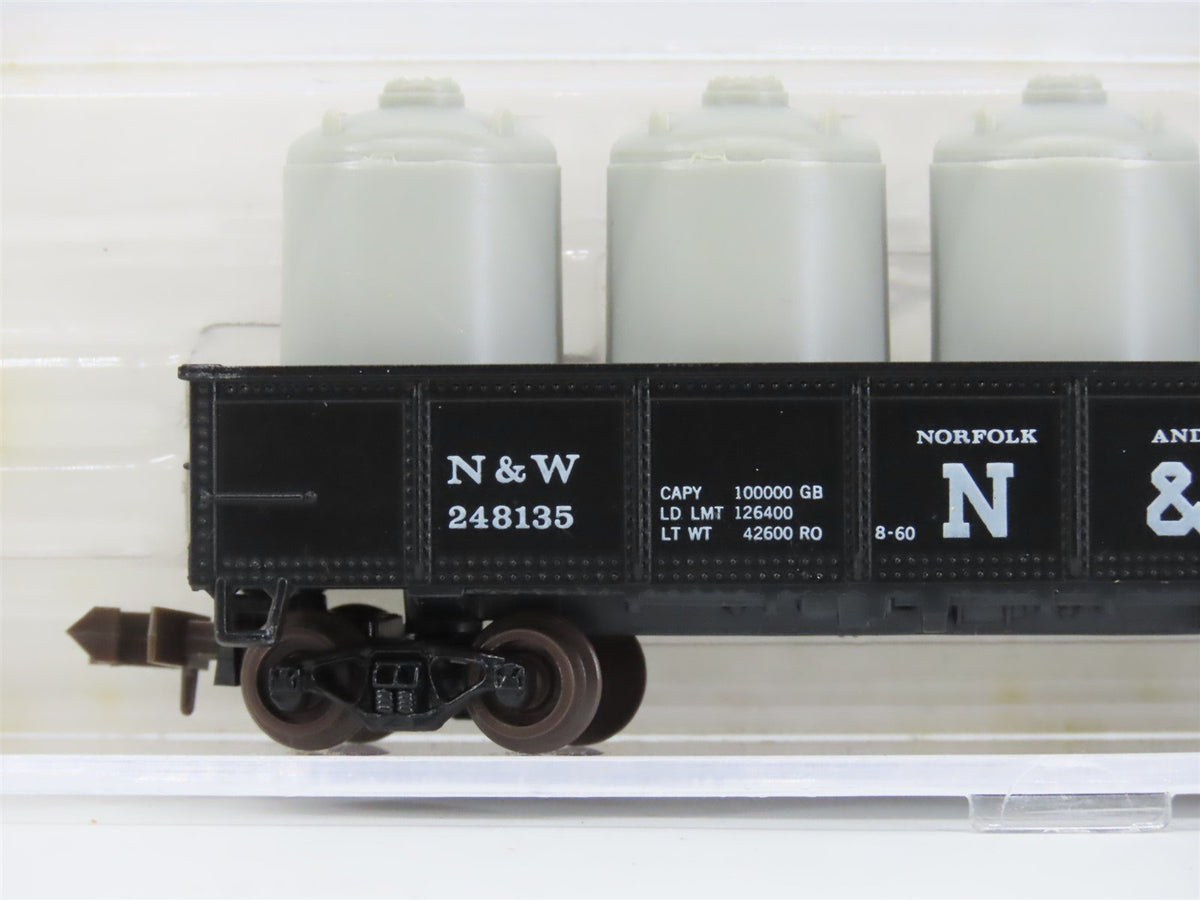N Scale Atlas 3506 N&amp;W Norfolk &amp; Western 42&#39; Gondola #248135 w/ Cannister Load