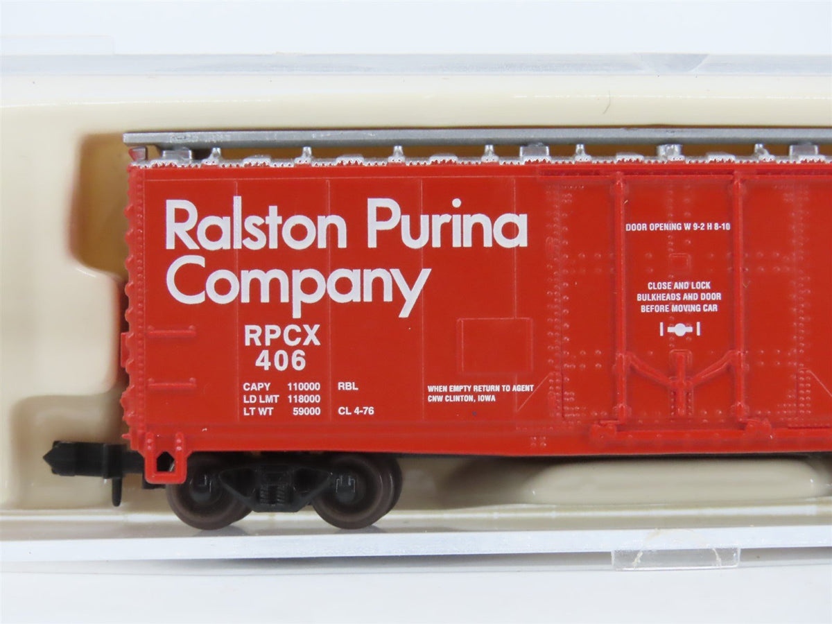 N Scale Atlas 33171 RPCX Ralston Purina Company 40&#39; Plug Door Box Car #406